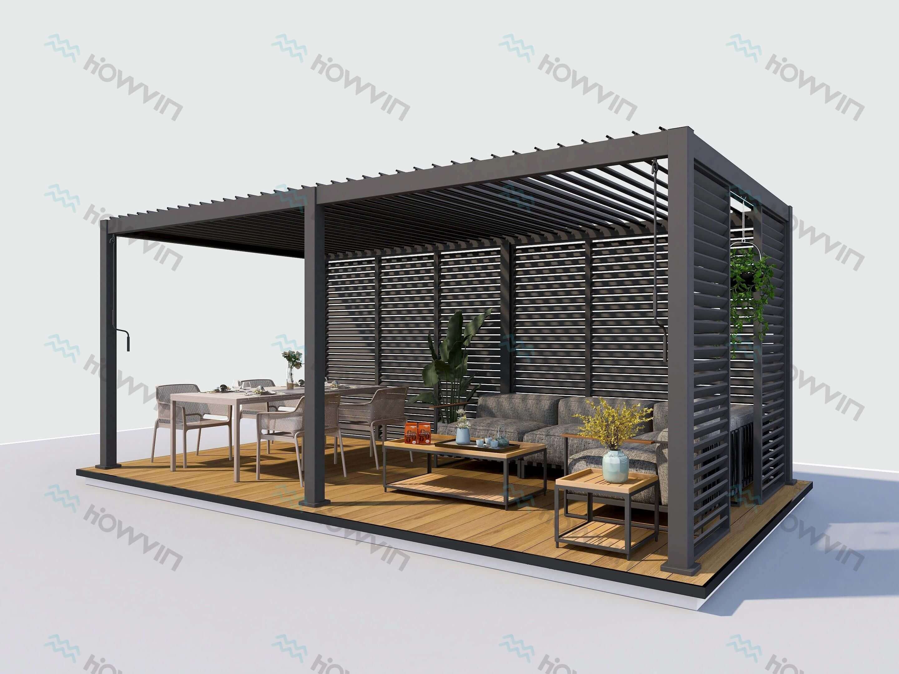 New Louvered Pergola with Fence