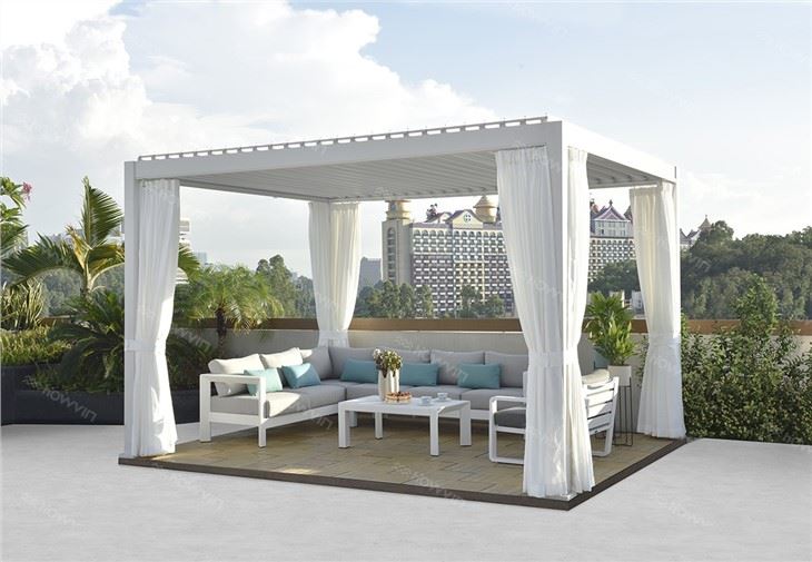 Howvin Aluminium Pergola Na lege ti mbeni canopy so a lingbi ti kiri na ni na ndo ti akota ngu-ingo teti Acourbe ti gigi ti da ni Ombre ti lâ na ti kanga lege na ngu-nzapa na ti kanga lege na ngu .